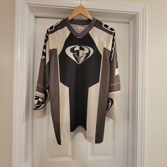 Thor Men's Motocross Racing Motorcycle Jersey gray black white size small - Picture 1 of 3